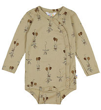 Joha Wrap Bodysuit l/s - Wool - Beige w. Rabbits Joha Wrap Bodysuit l/s - Wool - Beige w. Rabbits