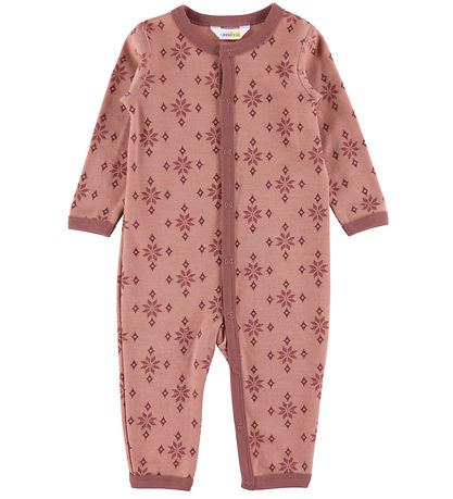 Joha Jumpsuit - Wool/Cotton - Rose w. Snowflakes