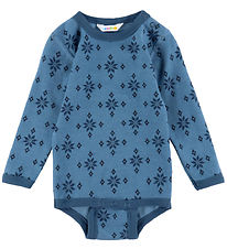 Joha Body l/ä - Wolle/Baumwolle - Blau m. Schneeflocken Joha Body l/ä - Wolle/Baumwolle - Blau m. Schneeflocken