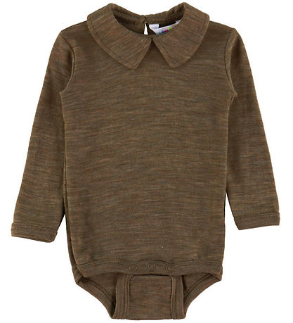 Joha Bodysuit l/s - Wool/Silk - Brown Melange