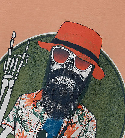 Name It T-shirt - NkmPbruno - Peach Nectar w. Print