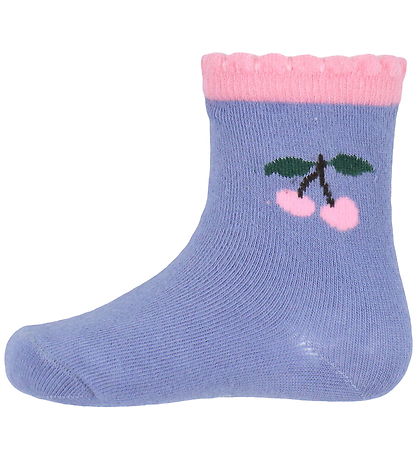 Konges Sløjd Socks - 2-Pack - Jaquard Frill - Blue Fog/Purple