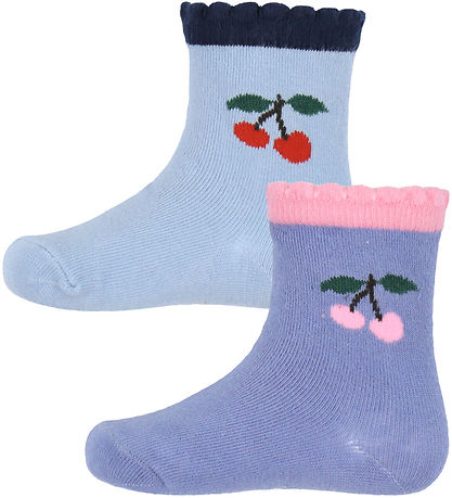 Konges Sløjd Socks - 2-Pack - Jaquard Frill - Blue Fog/Purple Konges Sløjd Socks - 2-Pack - Jaquard Frill - Blue Fog/Purple