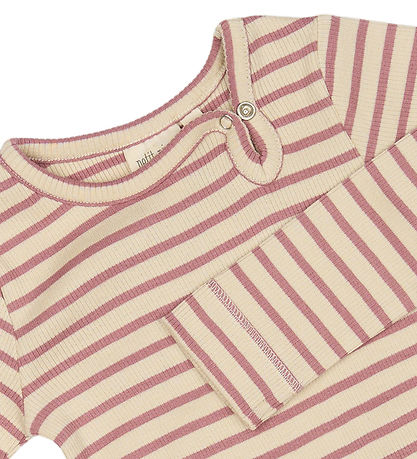 Petit Piao Bodysuit l/s - Rib - Modal - Nostalgic Rose/Off White