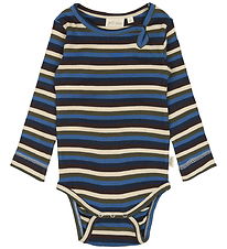 Petit Piao Bodysuit l/s - Rib - Modal - True Navy/Multistripe Petit Piao Bodysuit l/s - Rib - Modal - True Navy/Multistripe