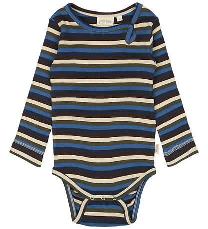 Petit Piao Bodysuit l/s - Rib - Modal - True Navy/Multistripe