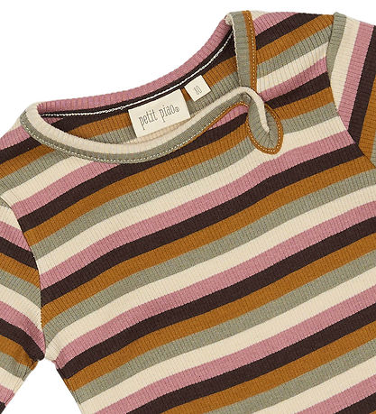 Petit Piao Bodysuit l/s - Rib - Modal - Nostalgic Rose/Multistri
