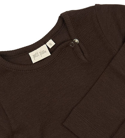 Petit Piao Bodysuit l/s - Rib - Modal - Coffee Bean