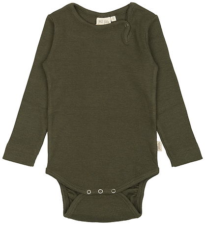 Petit Piao Bodysuit l/s - Rib - Modal - Green Leaf