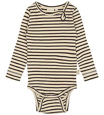 Petit Piao Bodysuit l/s - Rib - Modal - Coffee Bean/Off White Petit Piao Bodysuit l/s - Rib - Modal - Coffee Bean/Off White