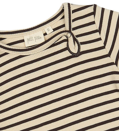 Petit Piao Bodysuit l/s - Rib - Modal - Coffee Bean/Off White Petit Piao Bodysuit l/s - Rib - Modal - Coffee Bean/Off White