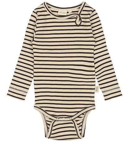 Petit Piao Bodysuit l/s - Rib - Modal - Coffee Bean/Off White Petit Piao Bodysuit l/s - Rib - Modal - Coffee Bean/Off White