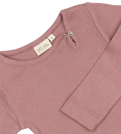 Petit Piao Bodysuit l/s - Rib - Modal - Nostalgia Rose