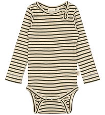 Petit Piao Bodysuit l/s - Rib - Modal - Green Leaf/Off White Petit Piao Bodysuit l/s - Rib - Modal - Green Leaf/Off White