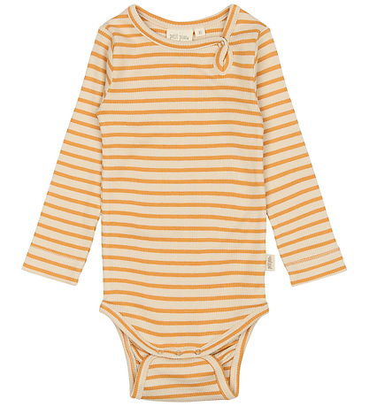 Petit Piao Bodysuit l/s - Rib - Modal - Sunflower/Off White