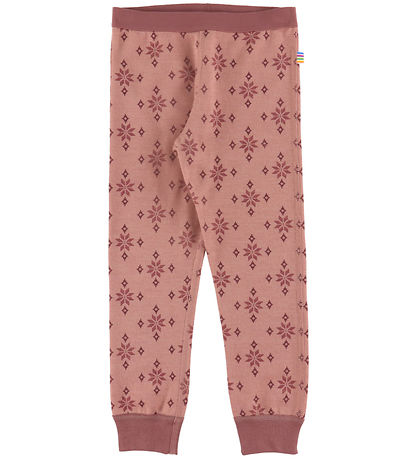 Joha Leggings - Wool/Cotton - Rose w. Snowflakes Joha Leggings - Wool/Cotton - Rose w. Snowflakes