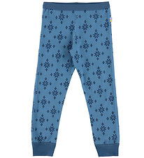 Joha Leggings - Wool/Cotton - Blue w. Snowflakes Joha Leggings - Wool/Cotton - Blue w. Snowflakes