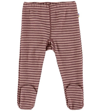 Joha Leggings w. Feet - Wool - Rose w. Stripes