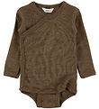 Joha Wrap Bodysuit l/s - Wool/Silk - Brown Melange Joha Wrap Bodysuit l/s - Wool/Silk - Brown Melange