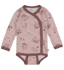 Joha Wrap Bodysuit l/s - Wool/Bamboo - Pink w. Print Joha Wrap Bodysuit l/s - Wool/Bamboo - Pink w. Print