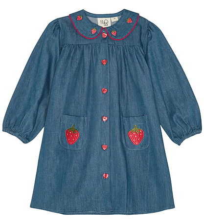 Flöss Dress - Vilma - Denim - Mid Blue Strawberry
