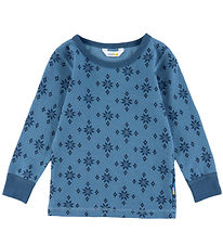 Joha Blouse - Wool/Cotton - Blue w. Snowflakes Joha Blouse - Wool/Cotton - Blue w. Snowflakes