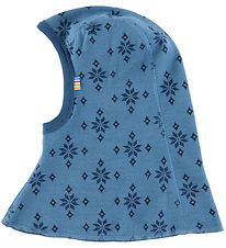 Joha Balaclava - 2-layer - Wool/Cotton - Blue w. Snowflakes Joha Balaclava - 2-layer - Wool/Cotton - Blue w. Snowflakes