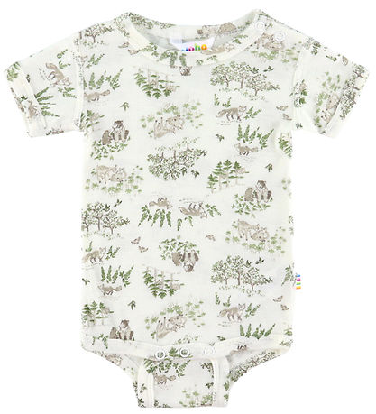 Joha Bodysuit s/s - Wool/Silk - Off White w. Trees