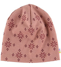 Joha Beanie - 2-layer - Wool/Cotton - Rose w. Snowflakes Joha Beanie - 2-layer - Wool/Cotton - Rose w. Snowflakes