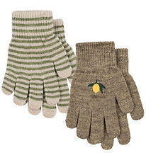 Konges Sløjd Gloves - Wool/Acrylic - Filla - 2-Pack - Lemon/Stri Konges Sløjd Gloves - Wool/Acrylic - Filla - 2-Pack - Lemon/Stri