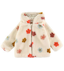 Minymo Fleece Jacket - Sandshell w. Flowers