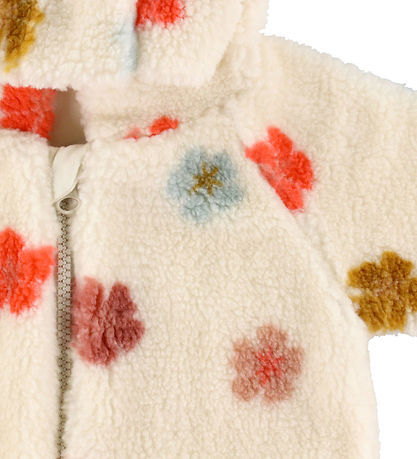 Minymo Fleece Jacket - Sandshell w. Flowers