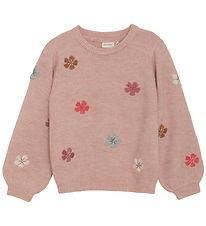 Minymo Blouse - Knitted - Misty Rose w. Flowers Minymo Blouse - Knitted - Misty Rose w. Flowers