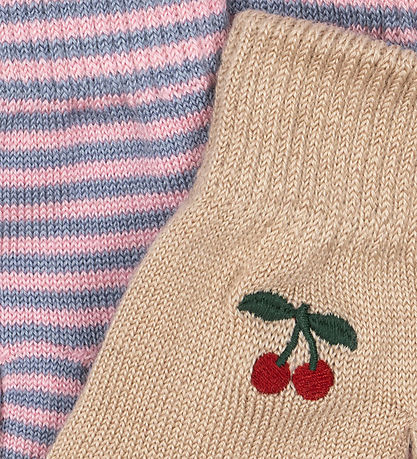 Gants Konges Sløjd - Laine/Acrylique - 2 Pack - Cherry/Stripe Gants Konges Sløjd - Laine/Acrylique - 2 Pack - Cherry/Stripe