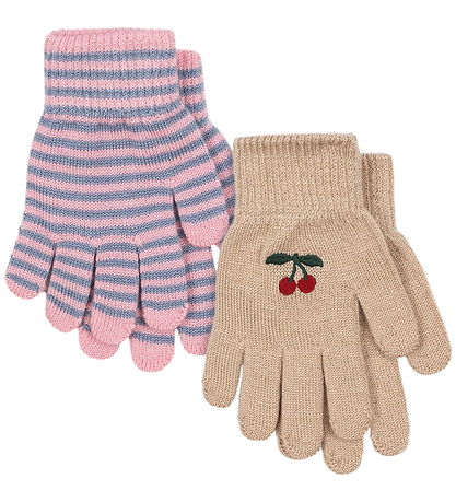 Gants Konges Sløjd - Laine/Acrylique - 2 Pack - Cherry/Stripe Gants Konges Sløjd - Laine/Acrylique - 2 Pack - Cherry/Stripe