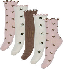 Name It Sokker - 5-pack - Rib - NmfNetti - Pepperkorn/Blankpoler