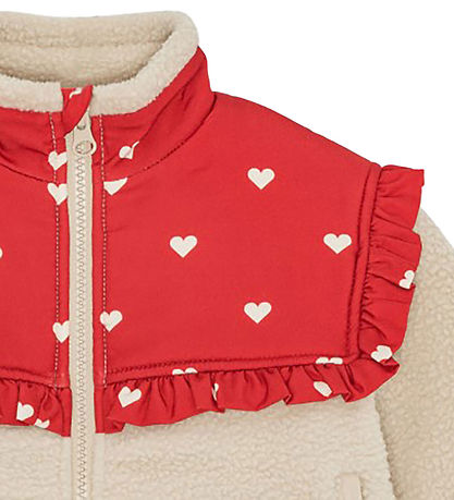 Flöss Fleece Jas - Ellen - Poppy Rood/Soft White