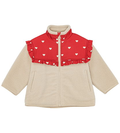 Flöss Fleece Jas - Ellen - Poppy Rood/Soft White