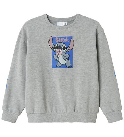 Name It Sweatshirt - NkfAkira - Stitch - Grey Melange Name It Sweatshirt - NkfAkira - Stitch - Grey Melange