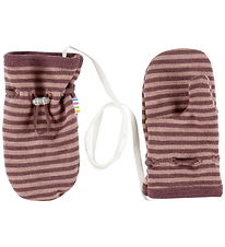 Joha Mittens w. Thumb - Wool - Rose w. Stripes Joha Mittens w. Thumb - Wool - Rose w. Stripes