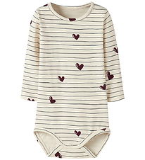 Name It Bodysuit l/s - NbfVandora - Summer Sand/Stripes Duck Hea