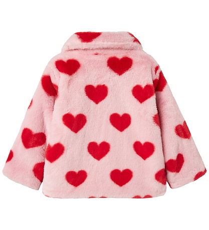 Name It Jacket - Faux Fur - NmfMindy - Nosegay w. Hearts