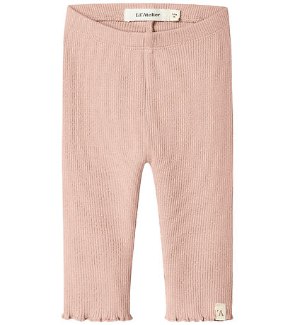 Lil' Atelier Leggings - Rib - NbfNora - Cameo Rose w. Pointelle Lil' Atelier Leggings - Rib - NbfNora - Cameo Rose w. Pointelle