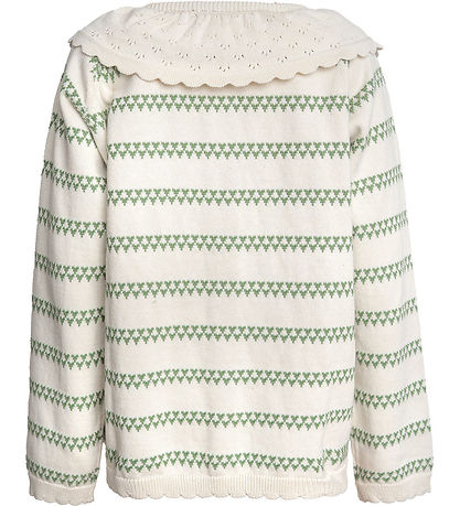 Hanevild Cardigan - Gebreid - Heart - Off White/Schalie Green