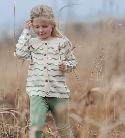 Hanevild Cardigan - Gebreid - Heart - Off White/Schalie Green