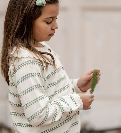 Hanevild Cardigan - Gebreid - Heart - Off White/Schalie Green