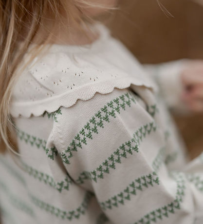 Hanevild Cardigan - Gebreid - Heart - Off White/Schalie Green