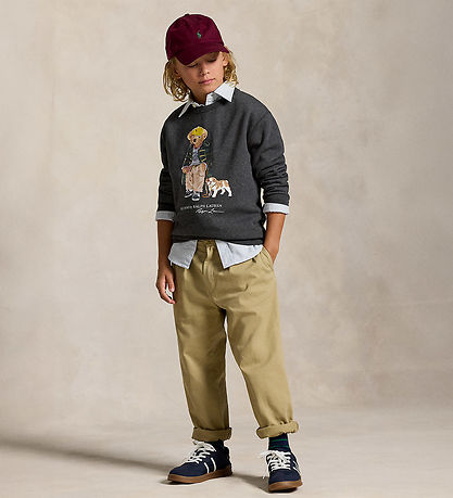 Polo Ralph Lauren Sweatshirt - Grey Melange w. Soft Toy Polo Ralph Lauren Sweatshirt - Grey Melange w. Soft Toy