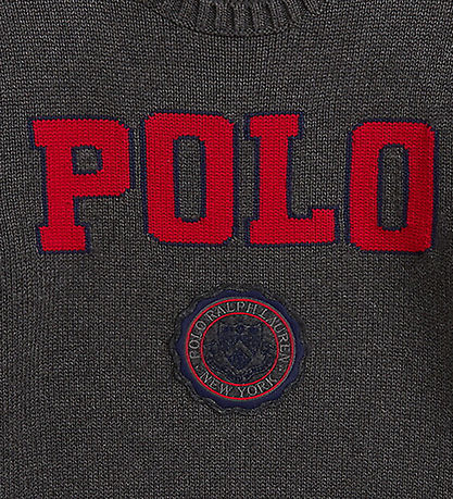 Polo Ralph Lauren Blouse - Knitted - Grey Melange w. Red