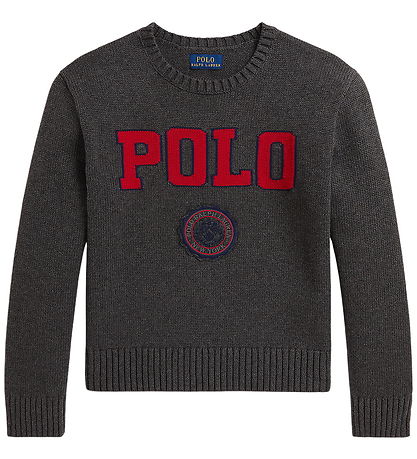 Polo Ralph Lauren Blouse - Knitted - Grey Melange w. Red